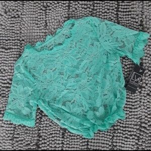 NWT Turquoise lace crop top